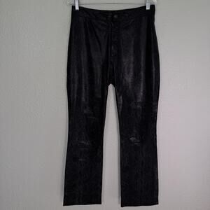 Wilsons Pelle Studio Leather Pants Women 8 Snake Print Embossed Straight Leg Y2K
